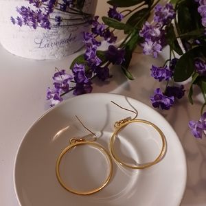 Gold tone round earrings